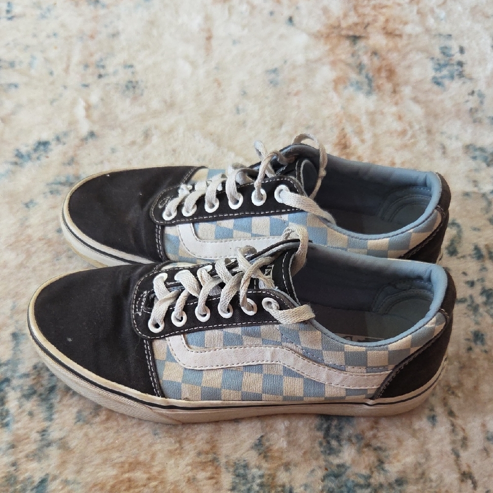 Vans Black and Blue Checkered Sneakers
